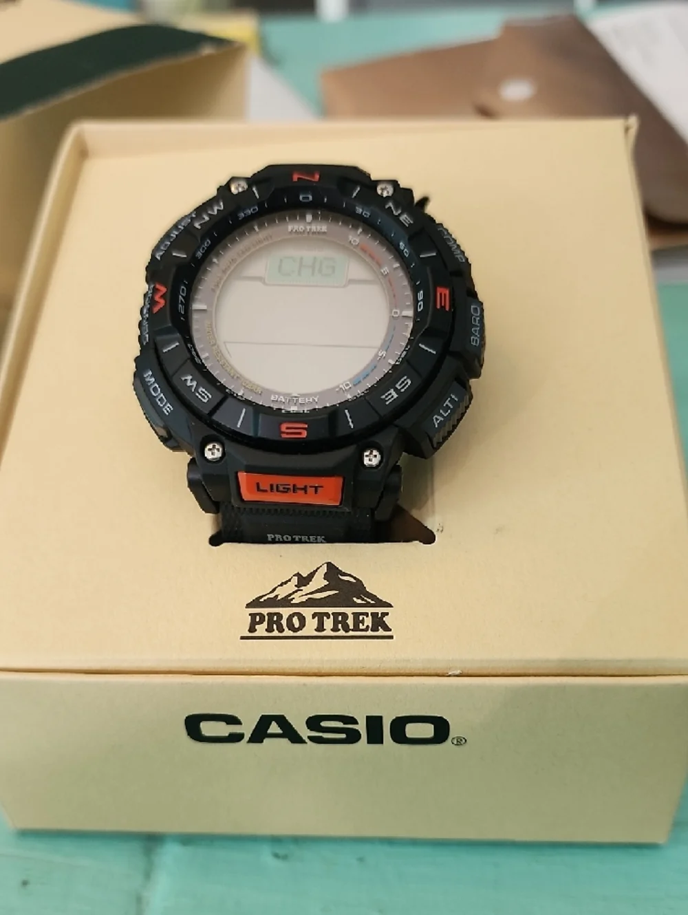 Casio Pro Trek Watch in Black with Orange Accents